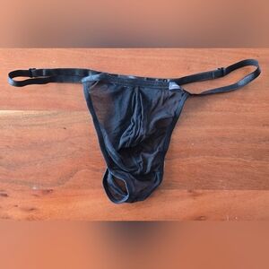 Black Sheer Men's String Thong